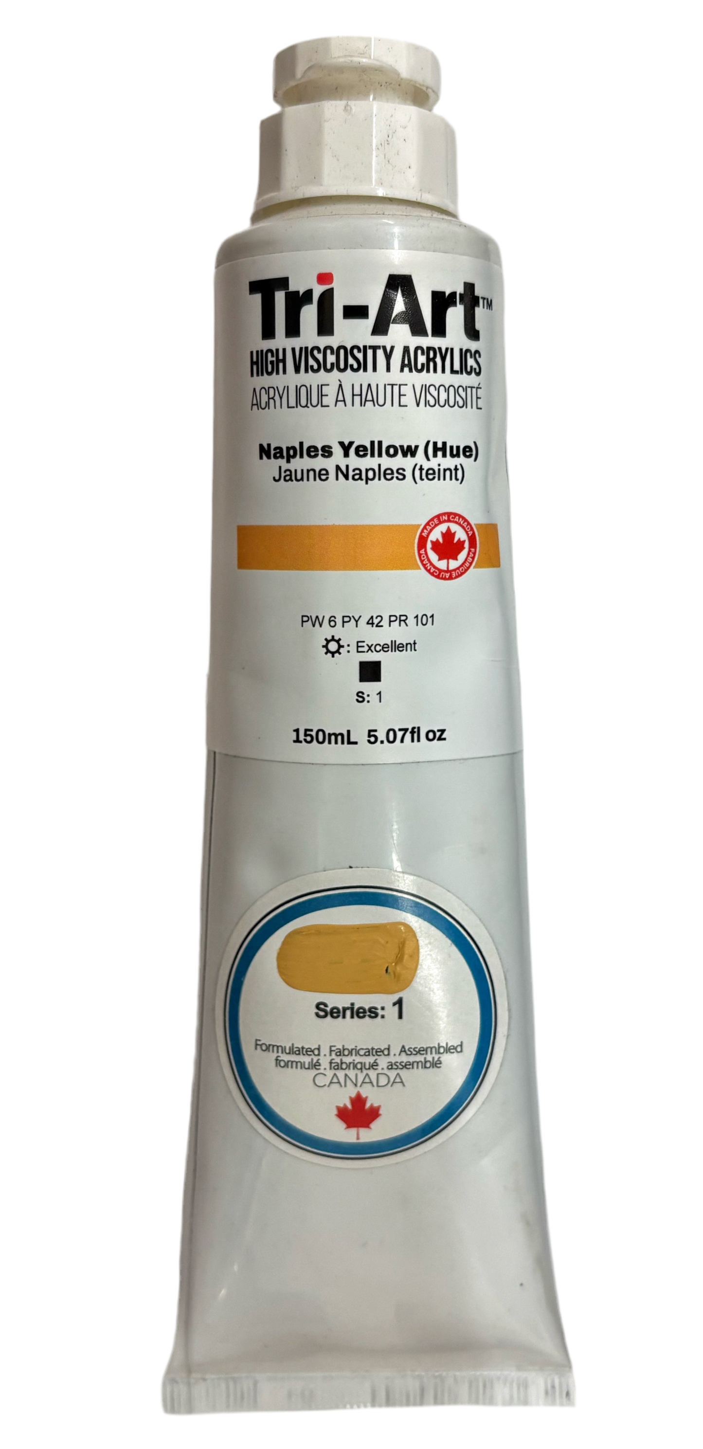 Tri-Art Naples Yellow (Hue) High Viscosity Acrylic Paint, 150ml tube