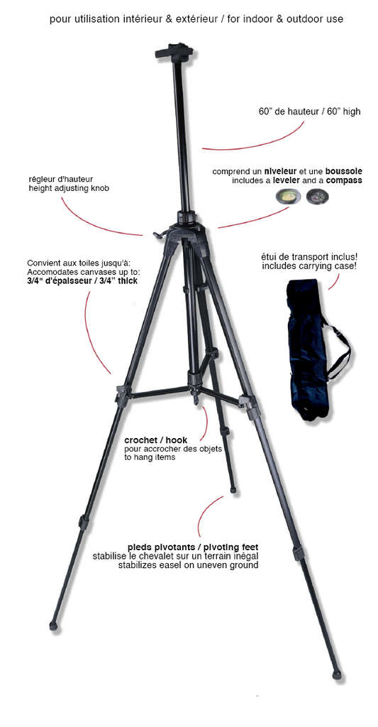 Portable Steel Field Tripod Easel + Travelling Bag