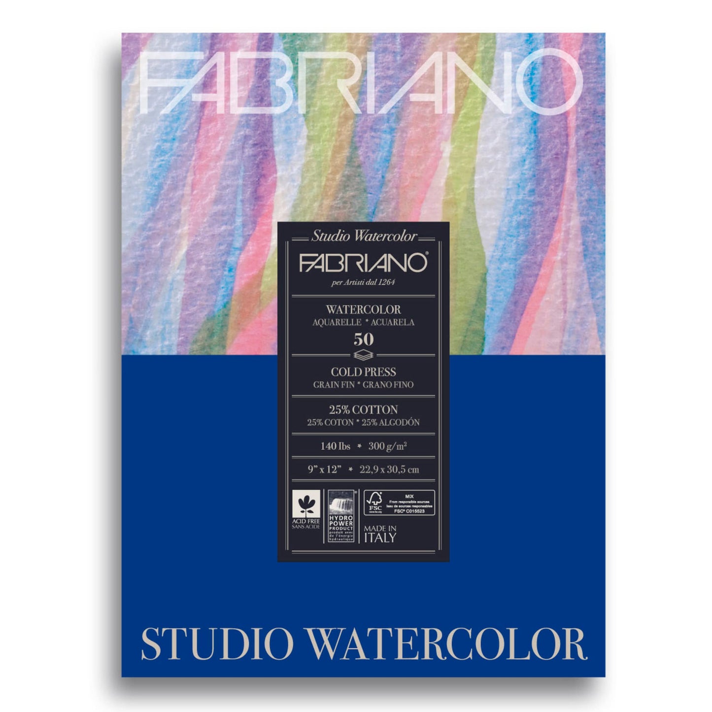 Fabriano Studio Watercolor Pad - Cold Press, 300gsm, 12 Sheets, 11x14"