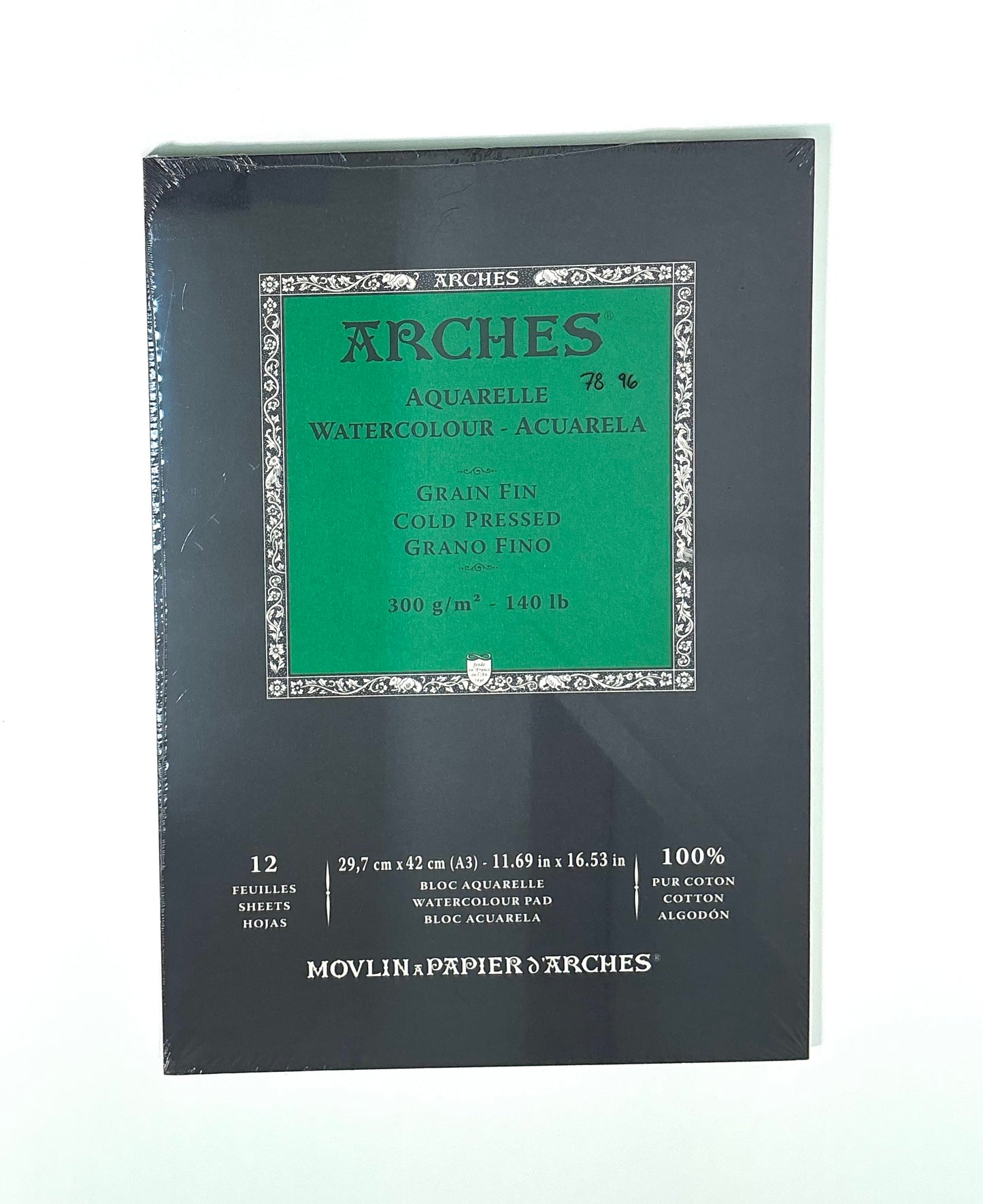 Arches Aquarelle Watercolour Pad - Cold Press, 300gsm (140lb), 12 Sheets, 12x16.5" (30x42cm)