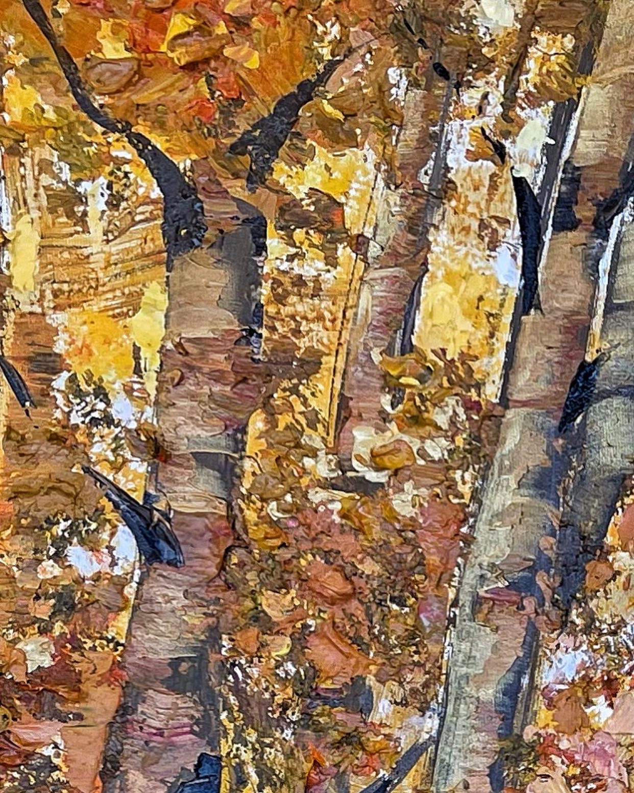 Original Acrylic Impasto Painting by artist Teresa Grasby - "Backlit Aspen", 30" x 40"