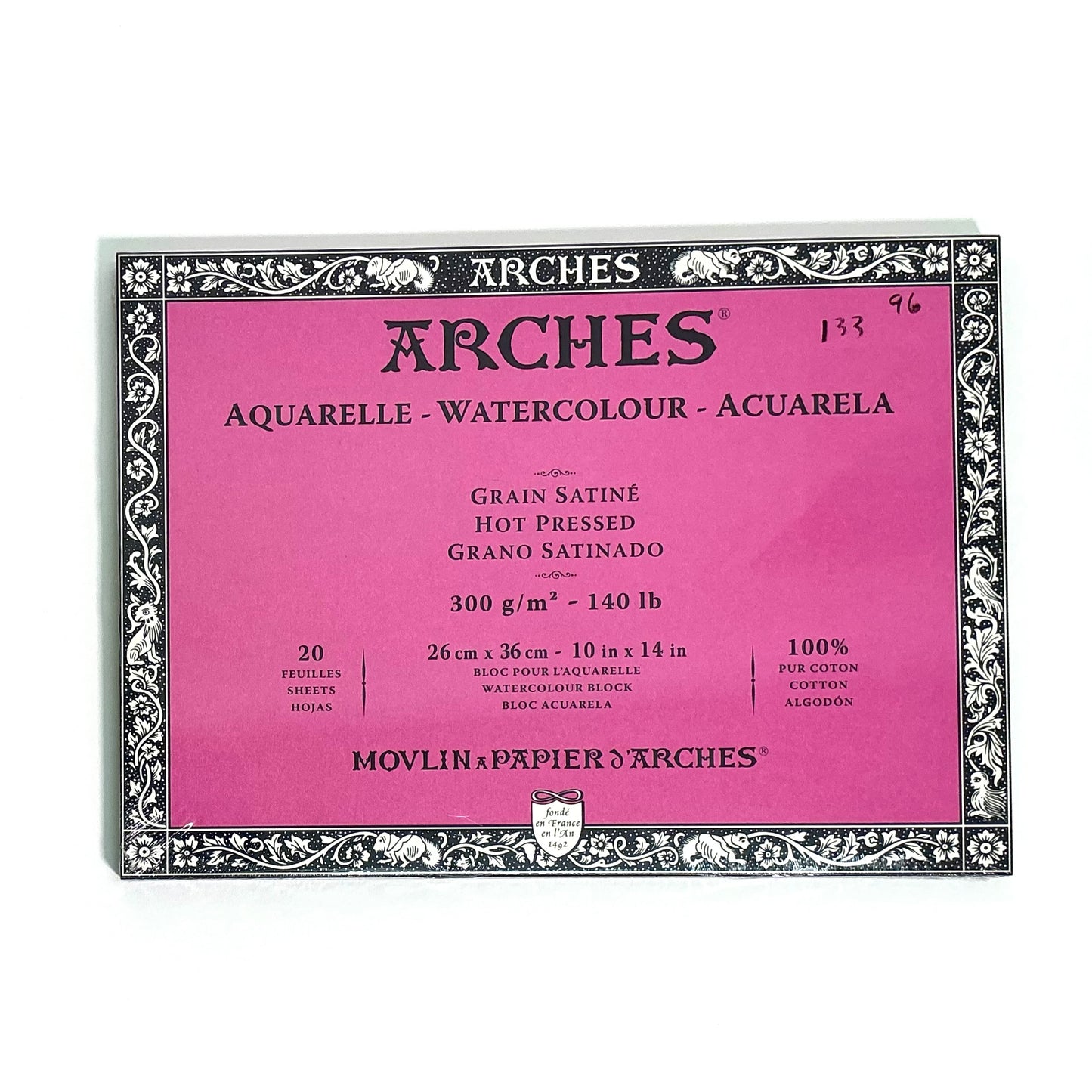 ARCHES Watercolor - Acuarela Block, Hot Pressed, 20 Sheets, 300gsm, 26x36cm - 10x14