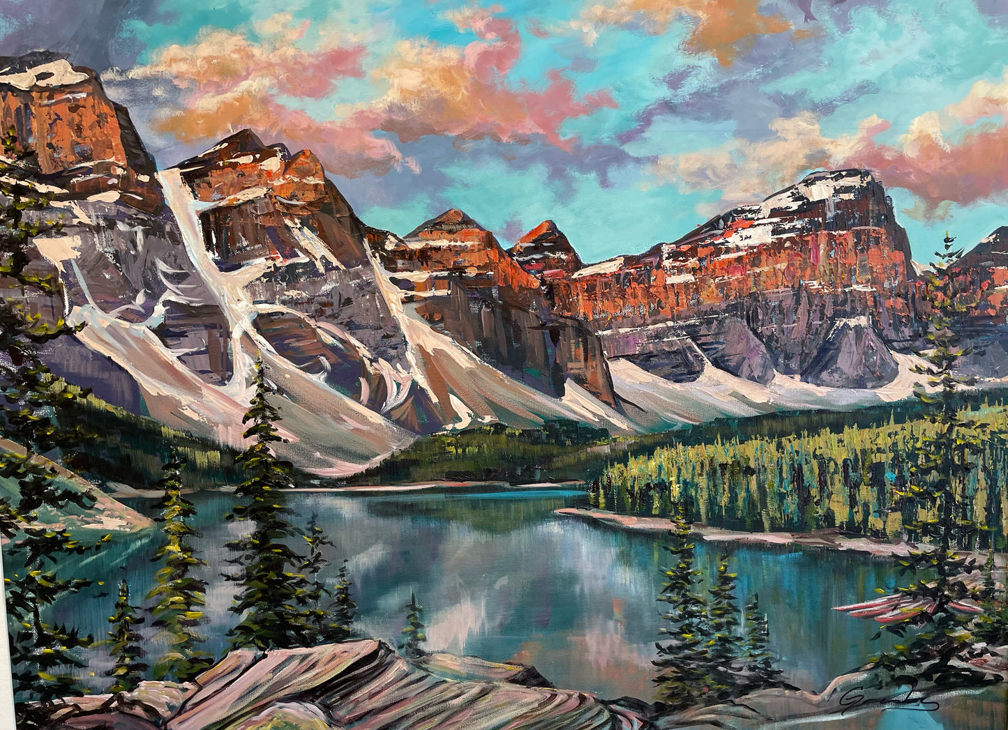 Original Acrylic Painting by artist Teresa Grasby entitled "Moraine Lake II", 30" x 40"