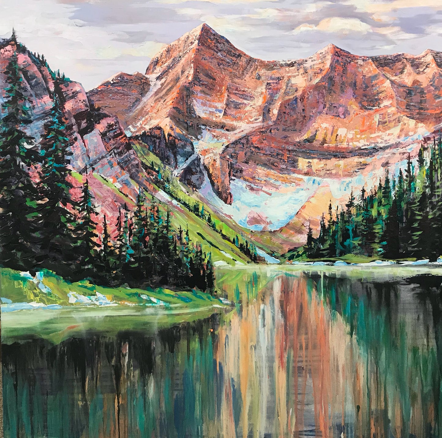 Original Acrylic Painting by artist Teresa Grasby entitled "Rawson Lake", 60" x 60"