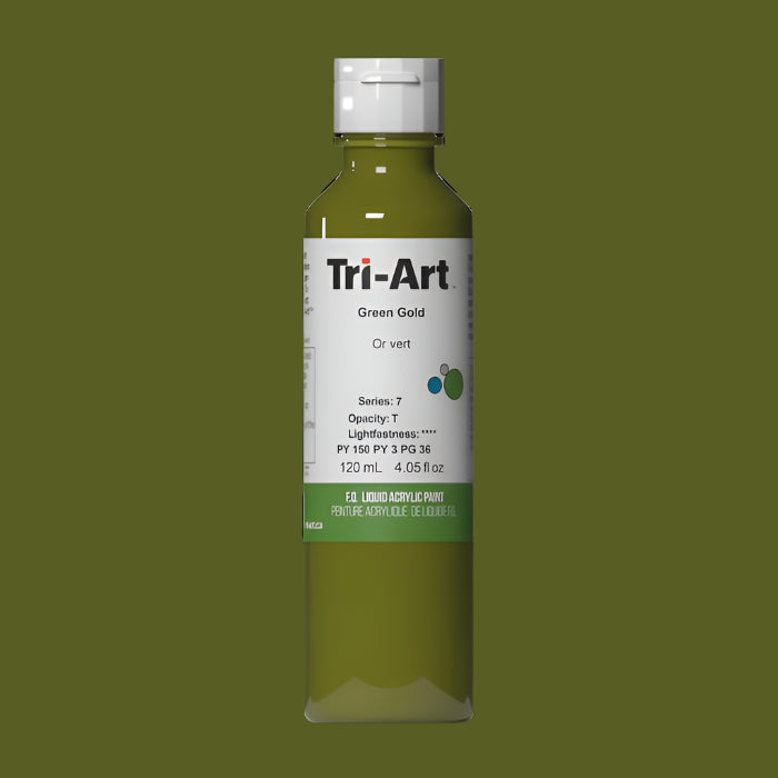 Tri-Art Liquid Acrylic Bottles 120ml Green Gold, series 7