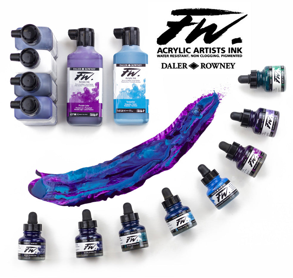 Daler Rowney FW Acrylic Ink 29.5ml bottles - assorted colors