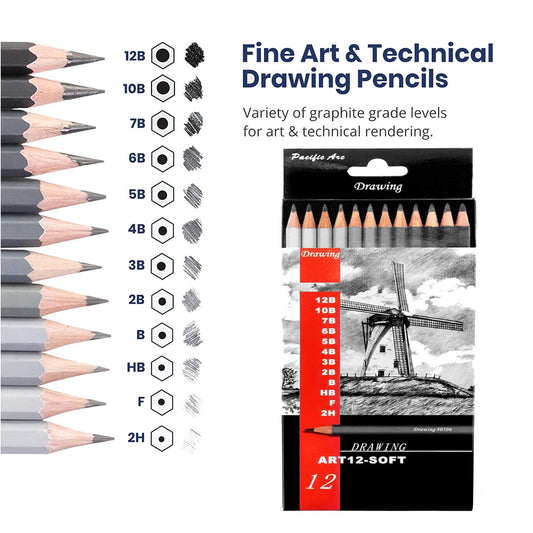 Pacific arc Graphite Soft Pencils (12 Pack)