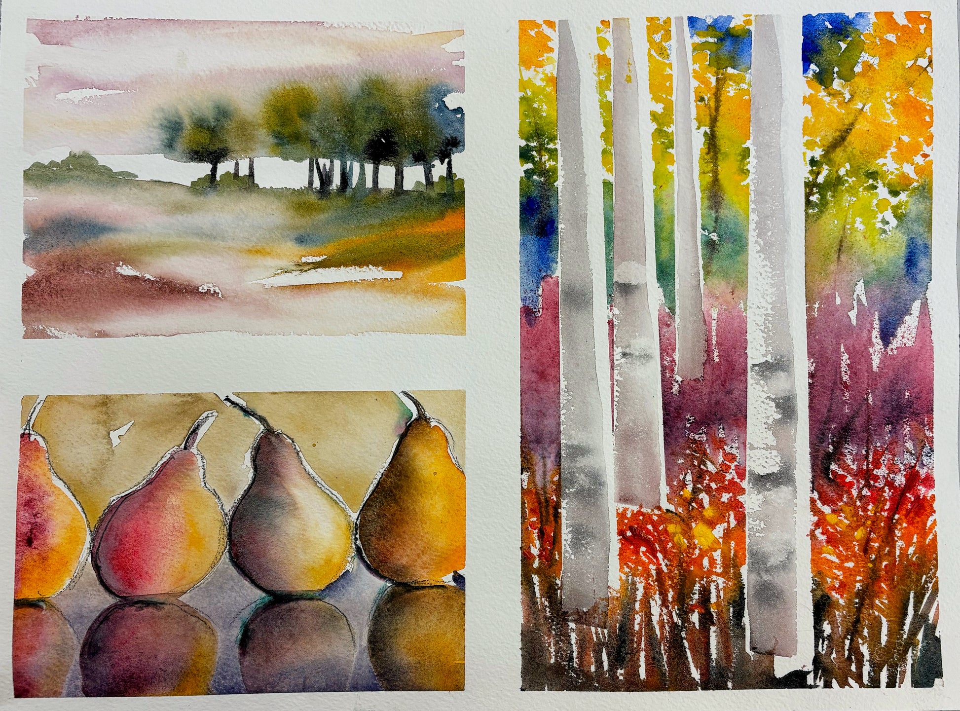 Beginners Watercolour Wet-in-Wet Technique Exercises at Grasby's in NW Calgary