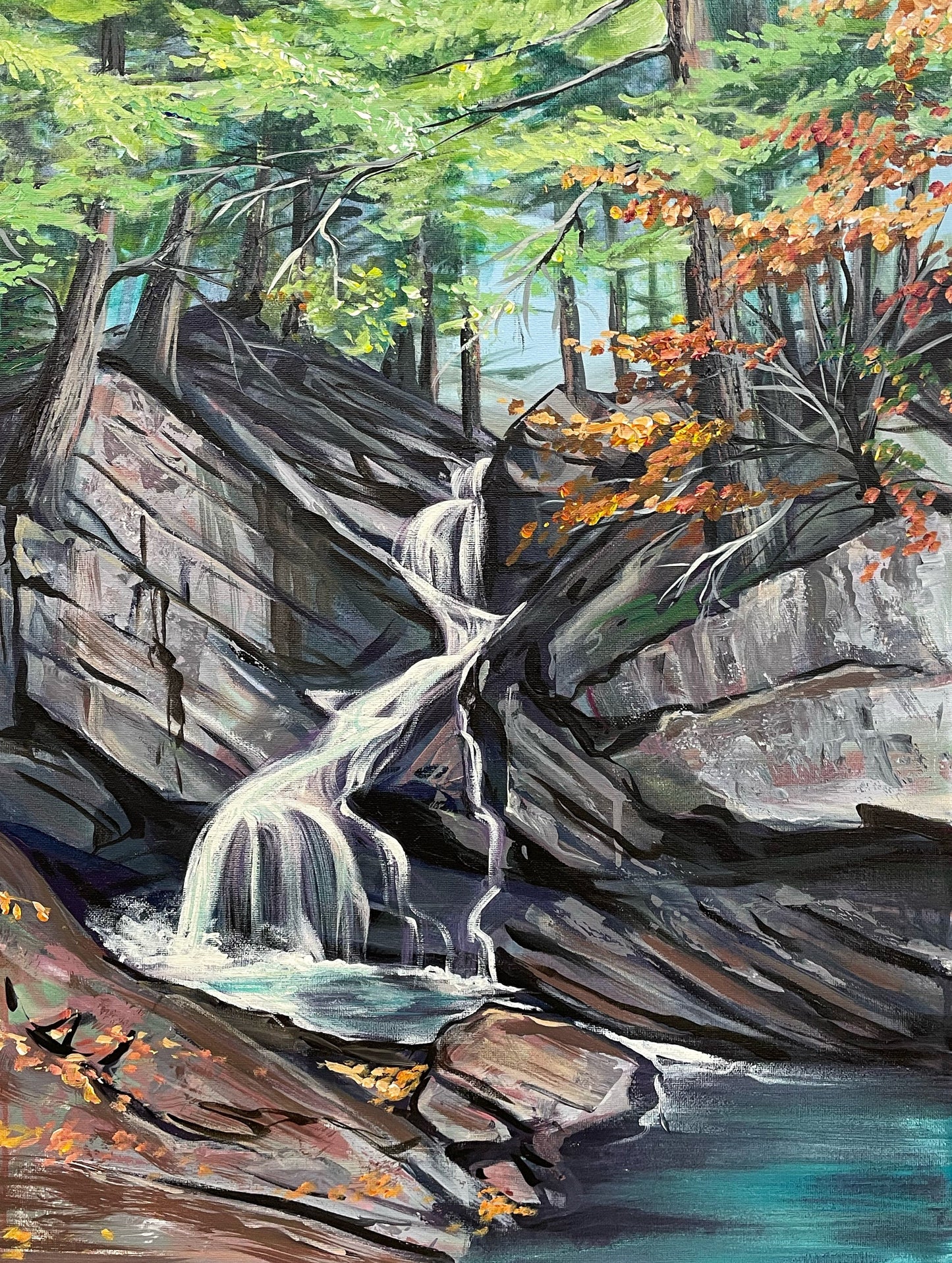 "Enchanted Falls" - 18x24 Original Acrylic Painting by Teresa Grasby