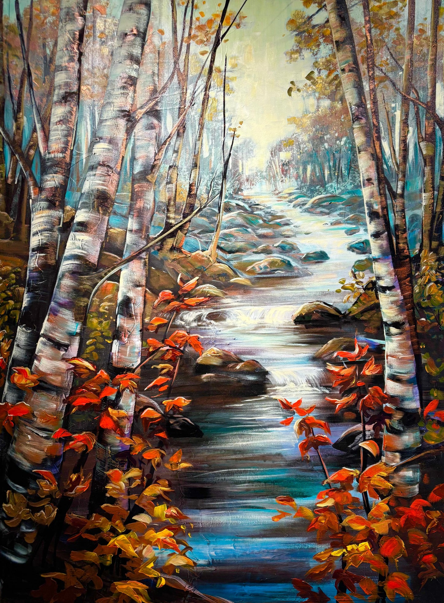 "River Birch" - 36x60 Original Acrylic Painting by Teresa Grasby
