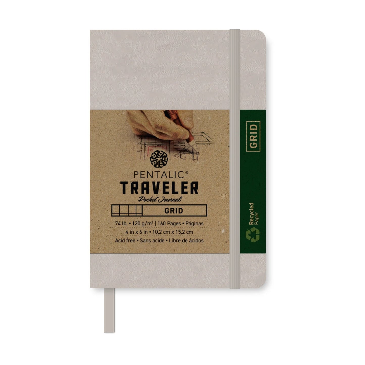traveler pocket journal Grid paper 6" x 4" Champagne