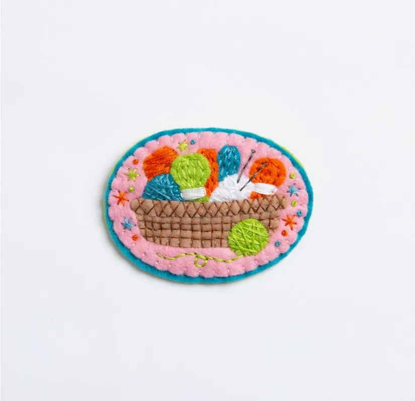 Hawthorn Handmade Knitting Basket Brooch Felt Craft Kit