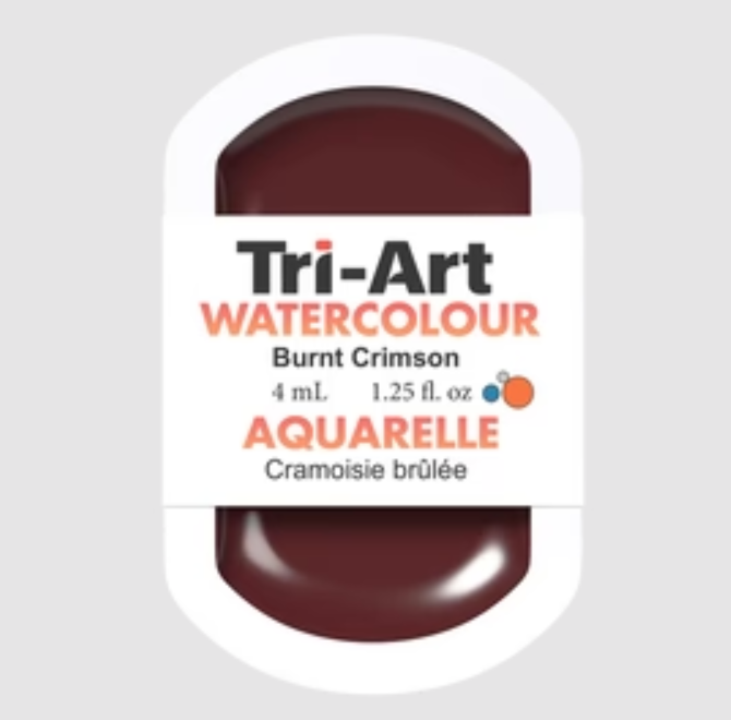 Tri-Art Watercolour 4ml Pan, Burnt Crimson (Series 3)