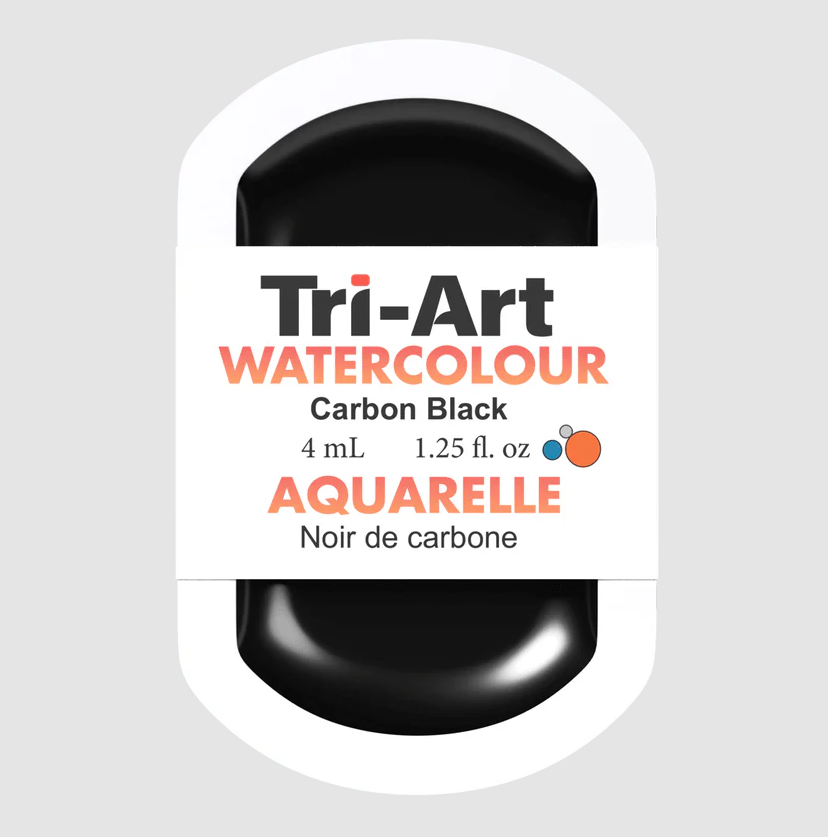 Tri-Art Watercolour 4mL Pan, Carbon Black (Series 1)