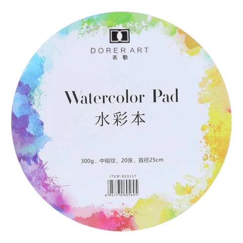 Dorerart Circular Watercolor Block (20 Sheets, 25cm Diameter)