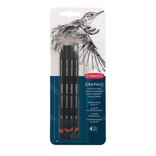 DERWENT - Graphic - Professional Quality Graphite Pencils, set of 4, HB-6B