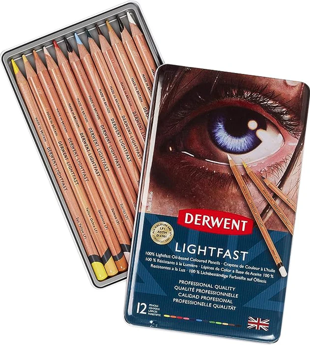 Derwent Lightfast Oil-Based Coloured Pencils (Set of 12)