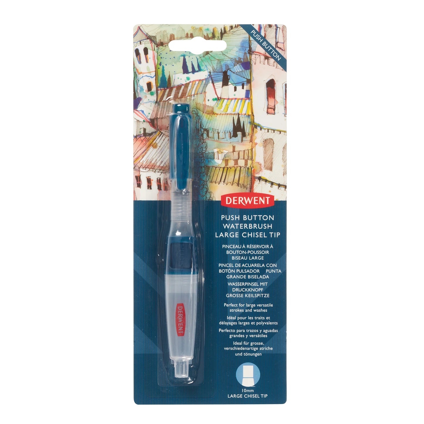 DERWENT - Push Button Waterbrush, Chisel Tip (10mm)