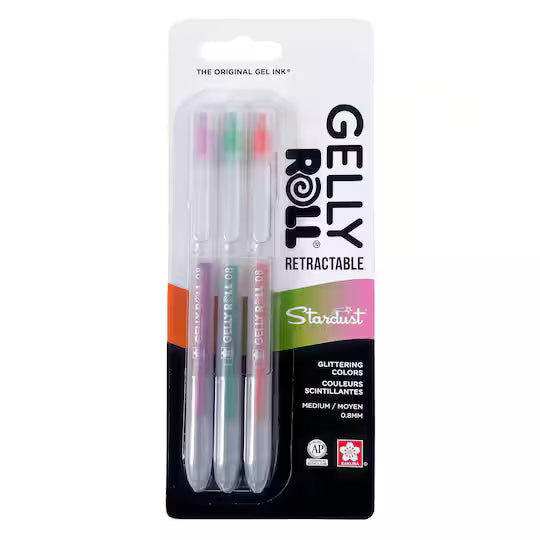 Gelly Roll Retractable Stardust Gel Ink Pens (Set of 3)