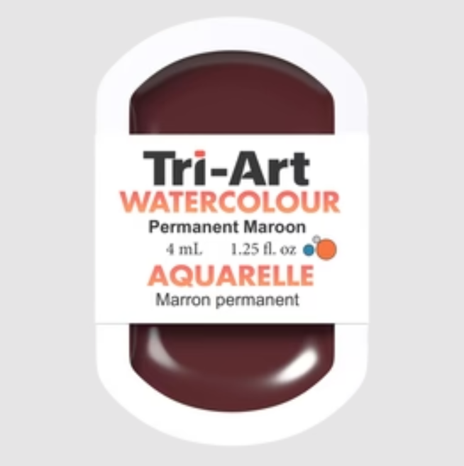 Tri-Art Watercolour 4mL Pan, Permanent Maroon (Series 2)