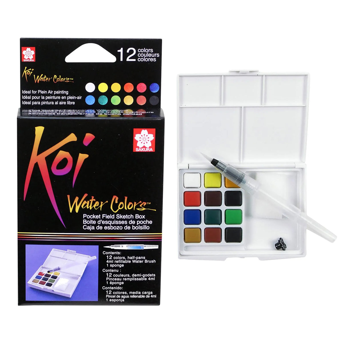 WATERCOLOUR - Koi water colors Pocket Field Sketch Box - 12 colors