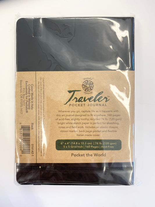 DRAWING SKETCHBOOKS & JOURNALS - Pentalic pocket journal, grid,  4"x 6"