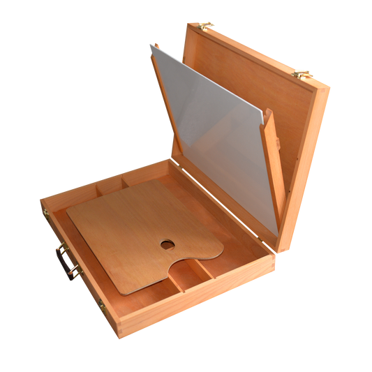 Artist Sketch Box - Wet Canvas Carrier For 16" x 20" Boards + Wooden Palette, 3.5" x 17" x 22"