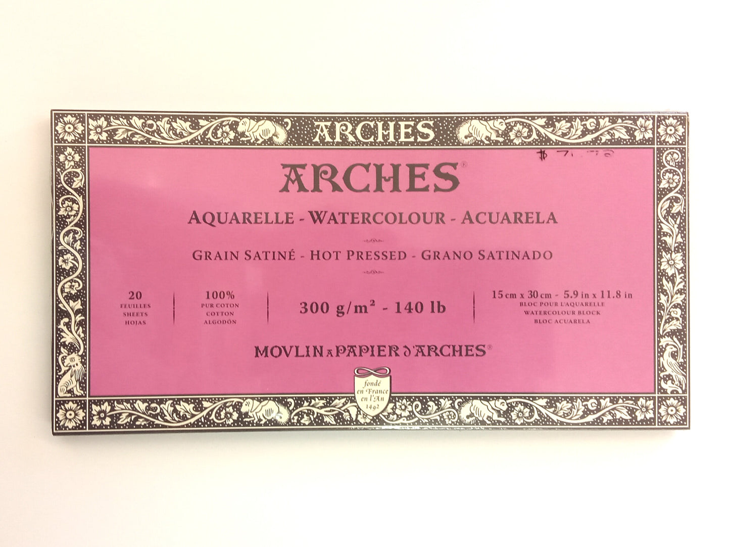 ARCHES Watercolour - Acuarela, Hot pressed, 20 Sheets, 300gsm, 15x30cm - 5.9x11.8