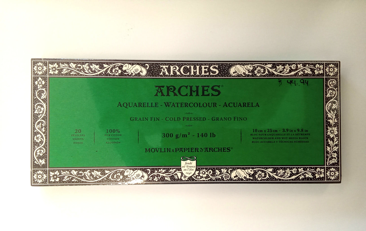 ARCHES Watercolor Paper Pad, Cold Pressed (3.9x9.8in, 20 sheets)