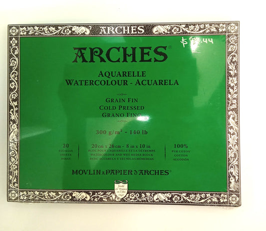 ARCHES Watercolor Paper Pad, Cold Pressed (8x10in, 20 sheets)