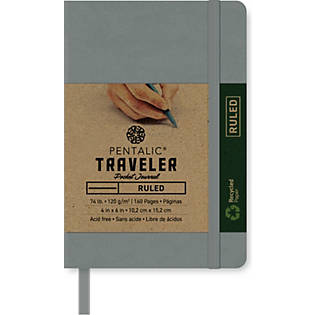 Pentalic Traveler Pocket Journal Ruled Paper (6"x4"in) (Gray)
