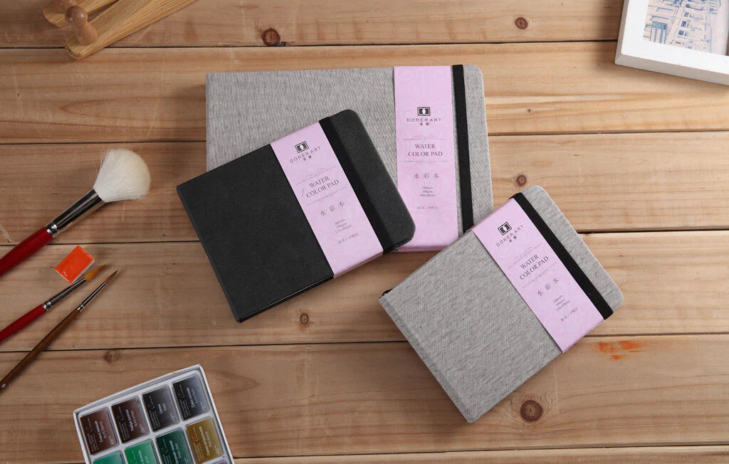 Dorerart - Beige Watercolor Sketchbook Pad, 24 Sheets, 300gsm, 160x240mm