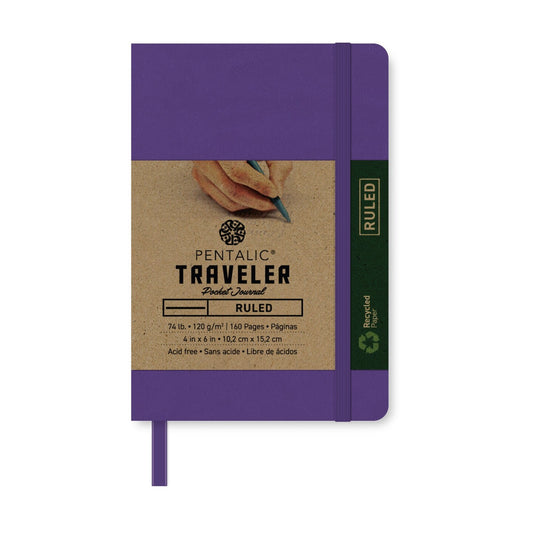 traveler pocket journal ruled paper 4" x 6 "Purple