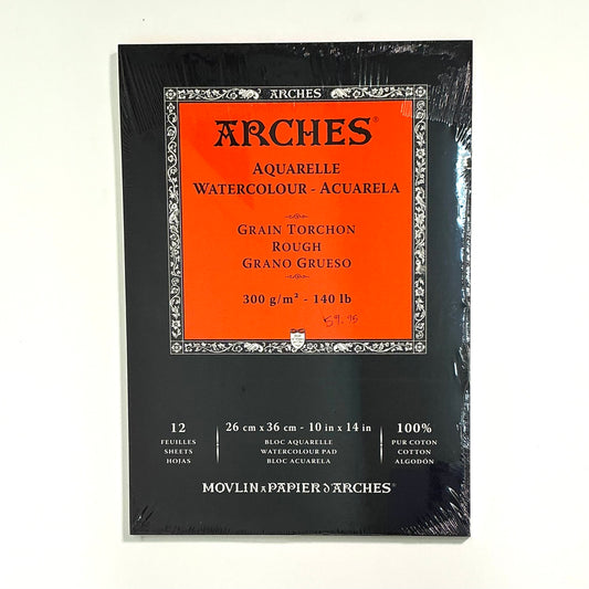 ARCHES Watercolor, Rough, 12 Sheets, 300gsm (10x14in, 26x36cm)
