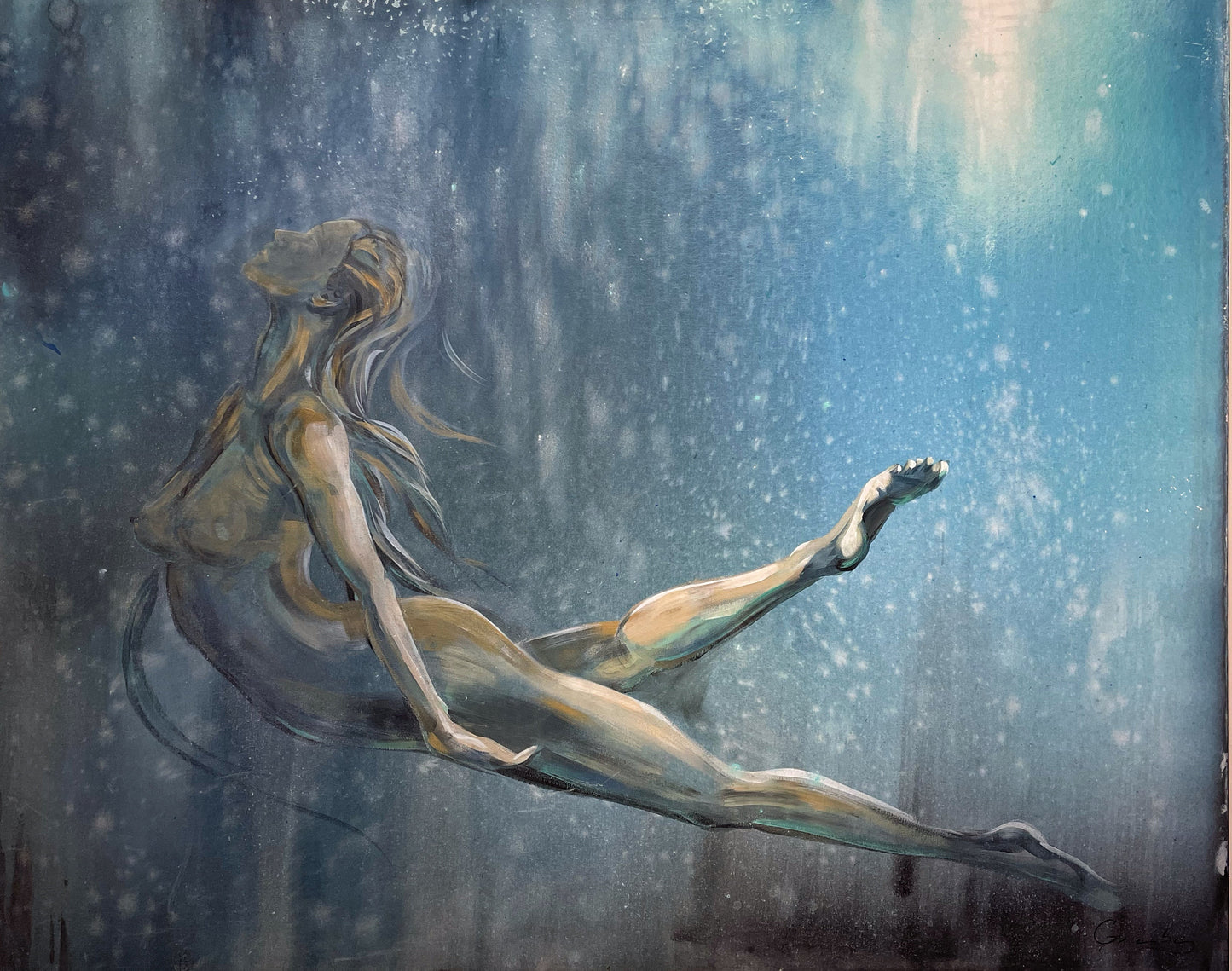 Emerging - 48x60 Original Figurative Underwater Painting