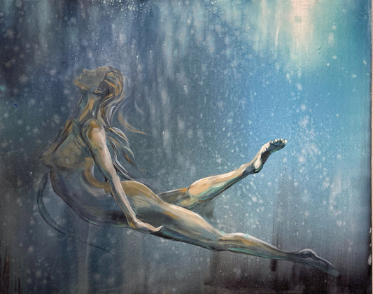 Emerging - 48x60 Original Figurative Underwater Painting