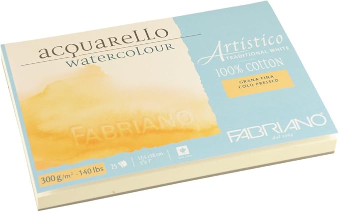 Fabriano Artistico Watercolour Block - 140lb Cold Press, 25 Sheets, 5x7"