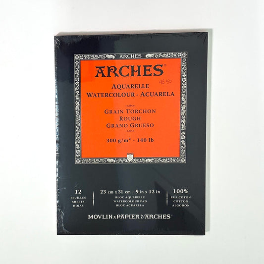 ARCHES Watercolor Pad, Rough, 12 Sheets, 300gsm (9x12in, 23x31cm)