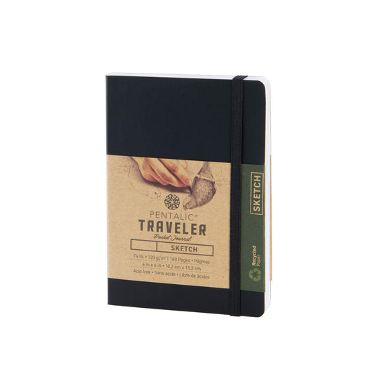 traveler pocket journal sketch book 4" x 6 " Black