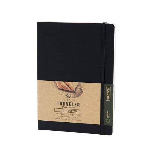 traveler pocket journal sketch book 6" x 8" black