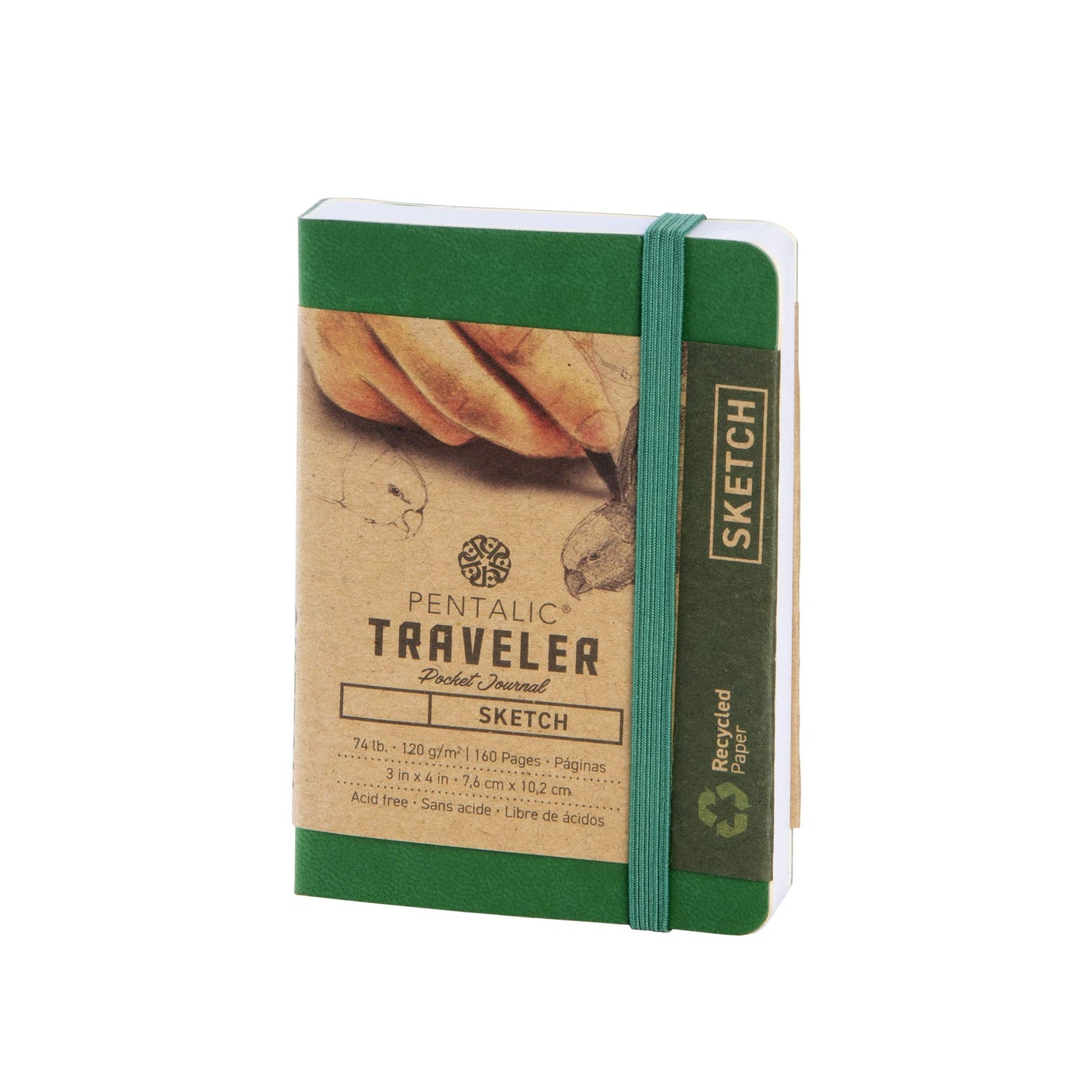 traveler pocket journal recycled paper 3 " x 4" Green