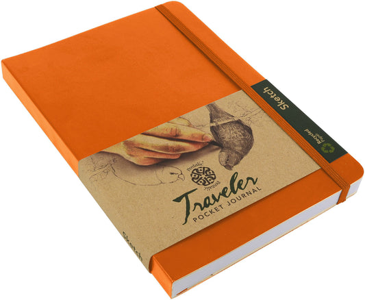 traveler pocket journal sketch book 8" x 6 " orange