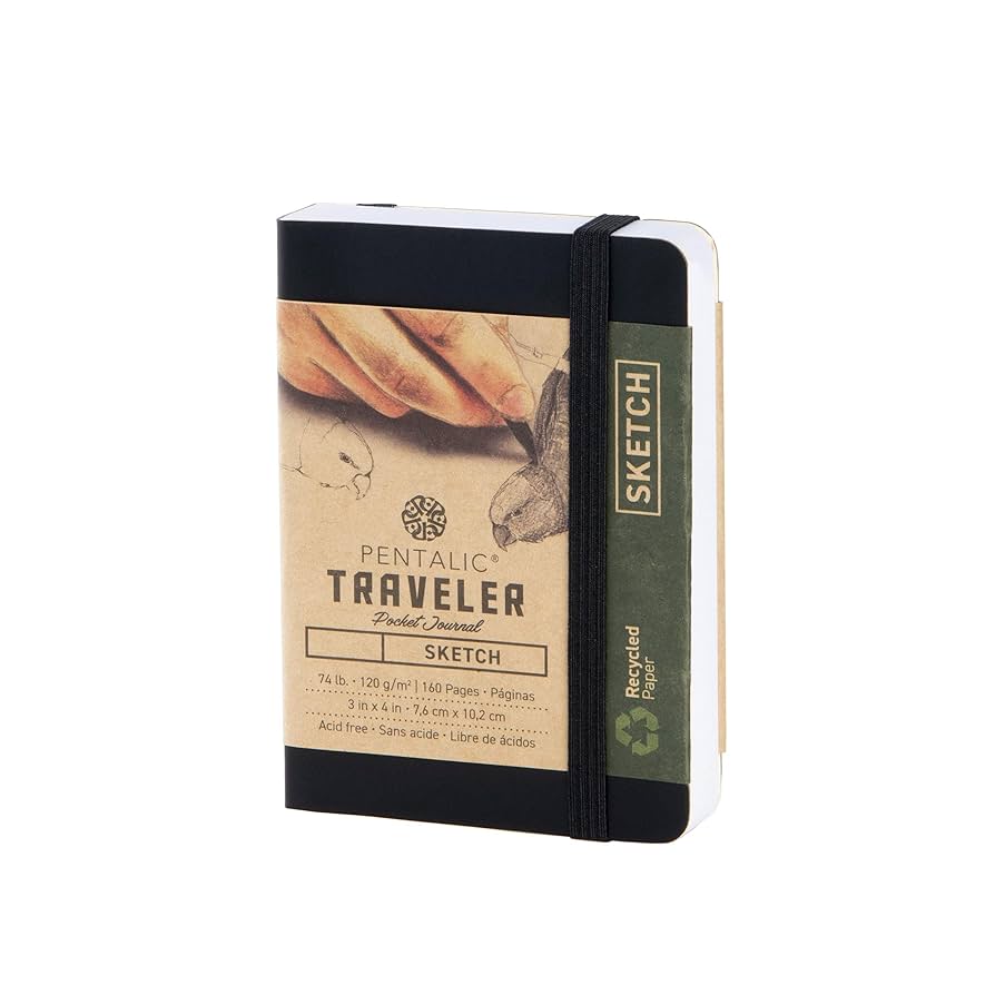Traveler pocket journal recycled paper 4"x 3" black