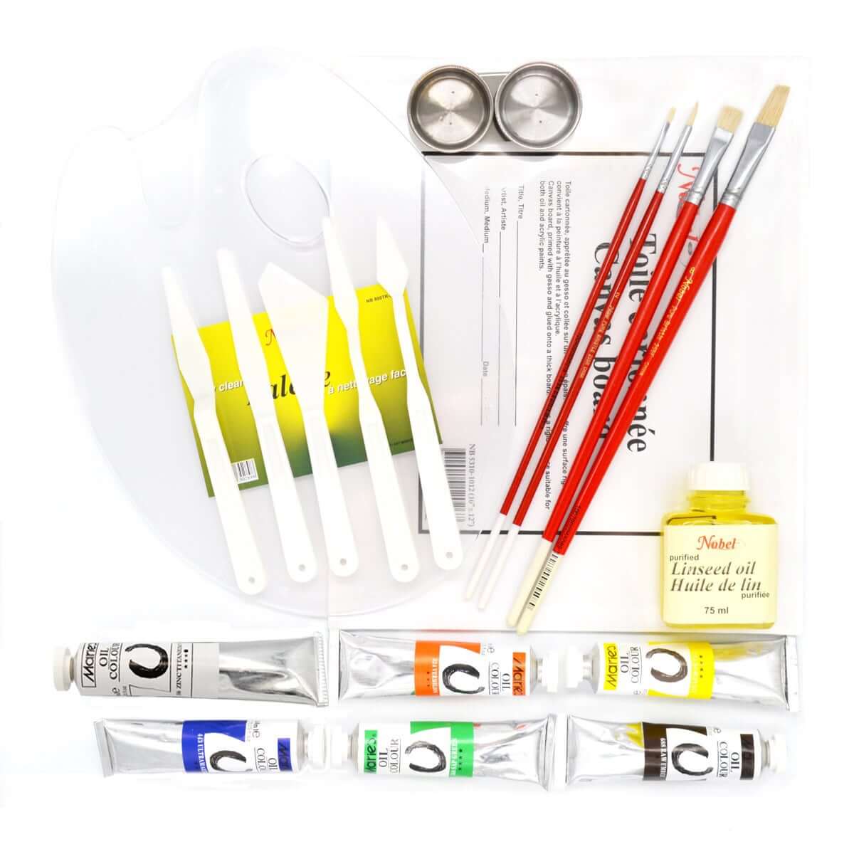 Oil Color Starter Set - 20 Pieces with Clear Carrying Case