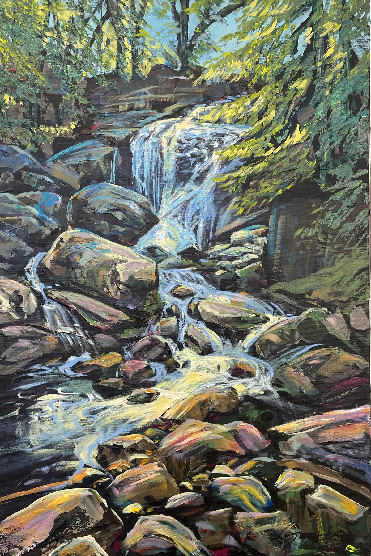 Original Acrylic Painting by artist Teresa Grasby - &quot;Cottonwood Falls&quot;, 20&quot; x 30&quot;