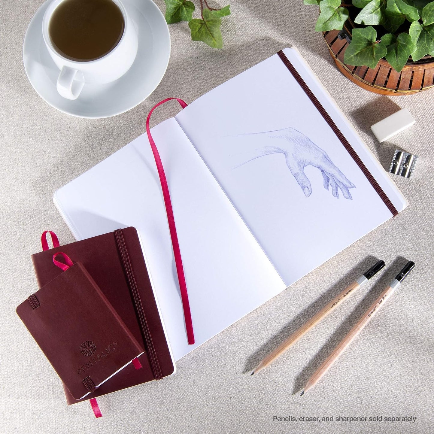traveler pocket journal sketch book 6 " x 4" Red