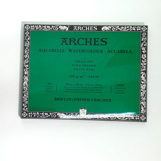 ARCHES Watercolor, Cold Pressed Block, 20 Sheets, 300gsm (11x14in)