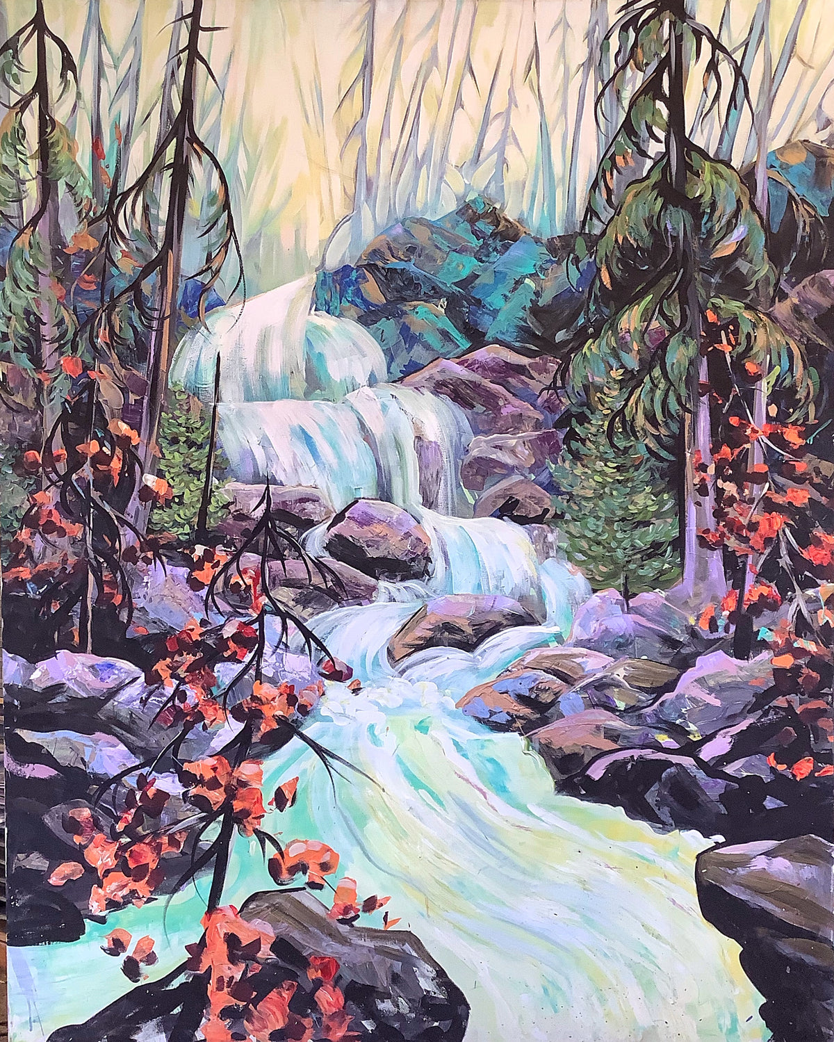 Original Acrylic Painting by artist Teresa Grasby - &quot;Forest Flow&quot;, 48&quot; x 60&quot;