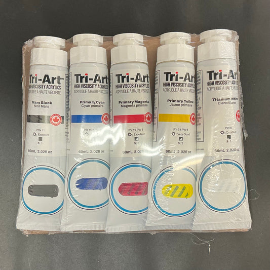 Tri-Art Acrylic Paint Set "Basic Primary" (Set of Five High Viscosity 60ml Acrylics)