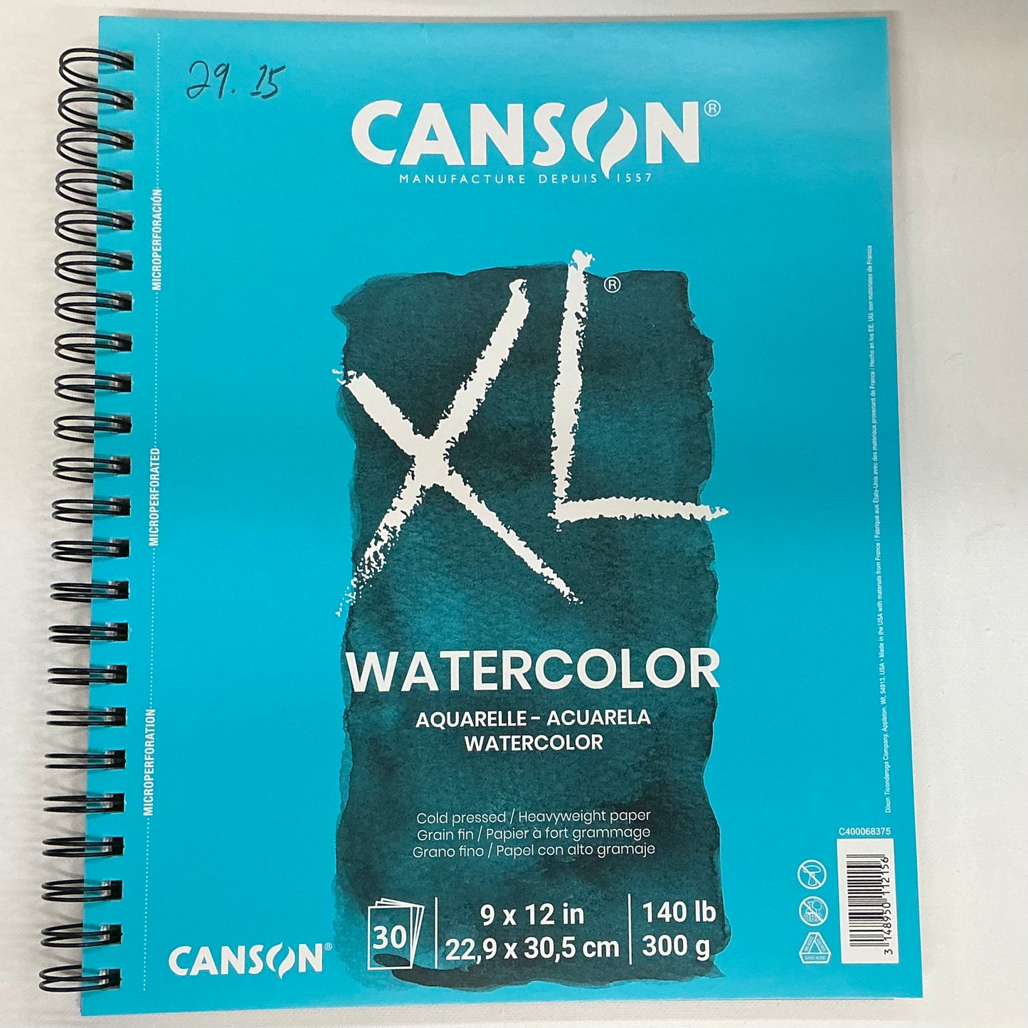 Canson XL Watercolor Sketchbook (Cold Pressed, 9x12in, 30 Sheets)